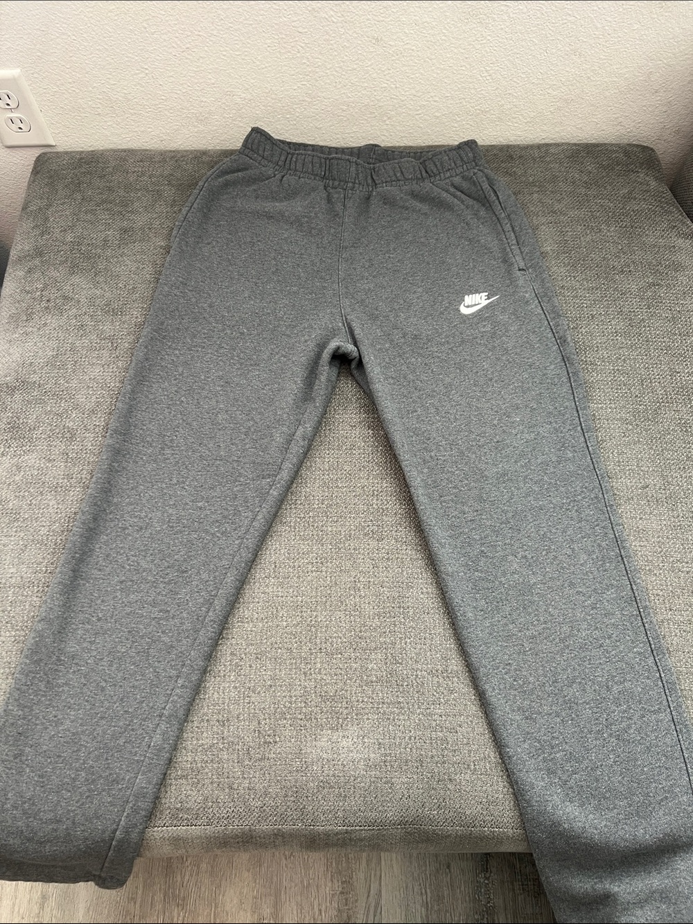 Nike Gray Men's Jogger Sweatpants with White Swoosh